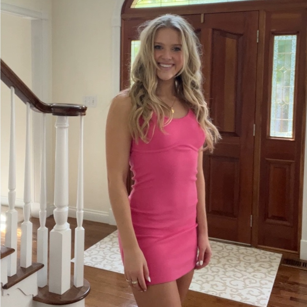 Hot Pink Knit Bodycon Dress by Signature8